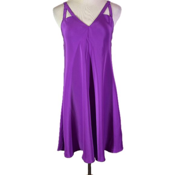 Amanda Uprichard Size S Purple Sleeveless Cutout Dress Silk - Picture 2 of 10